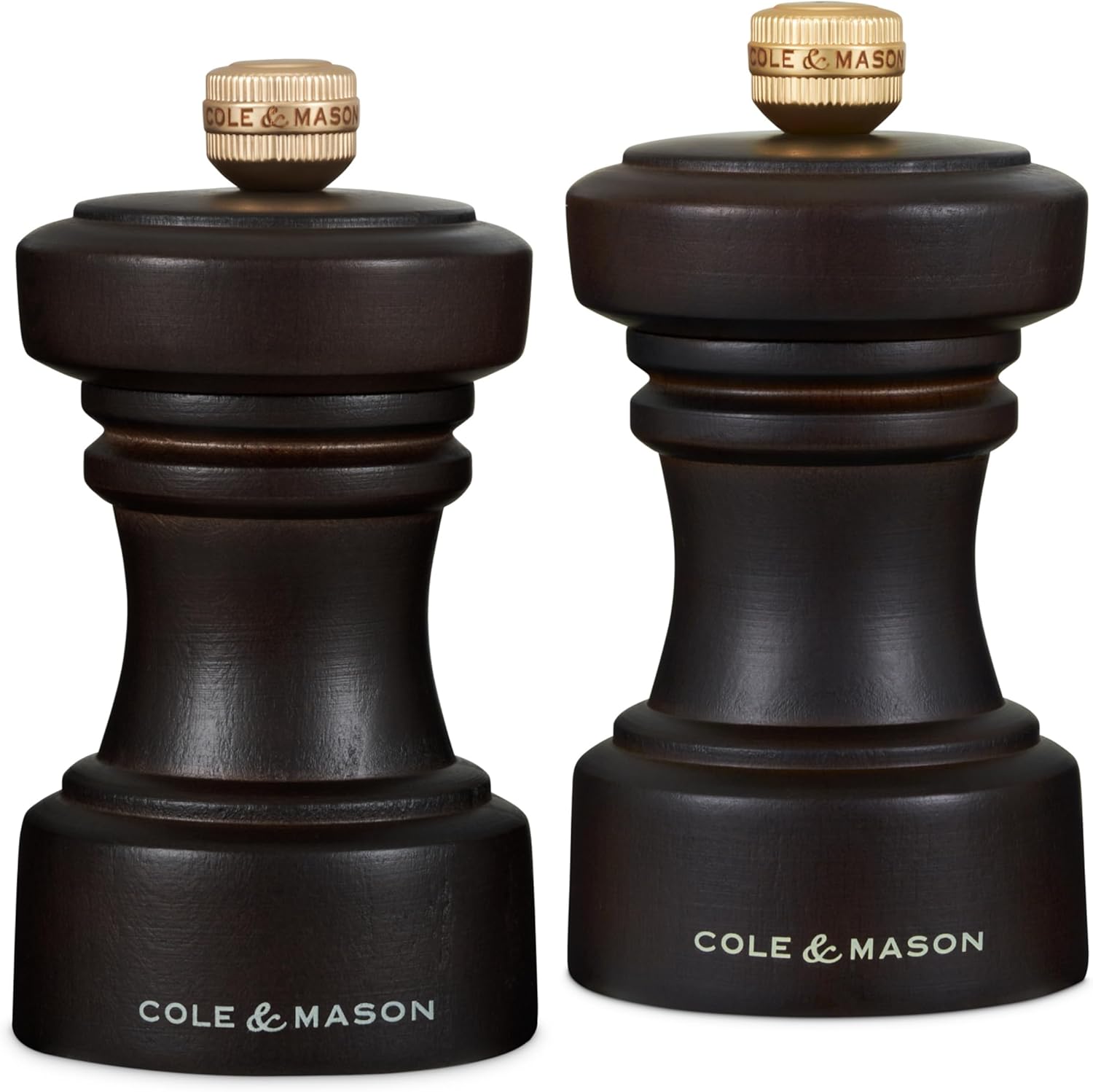 Cole & Mason Hoxton Mill - Table Salt Grinder & Pepper Grinder with Precision+ Grinder - Kitchen & Home Accessory - Chocolate Wood