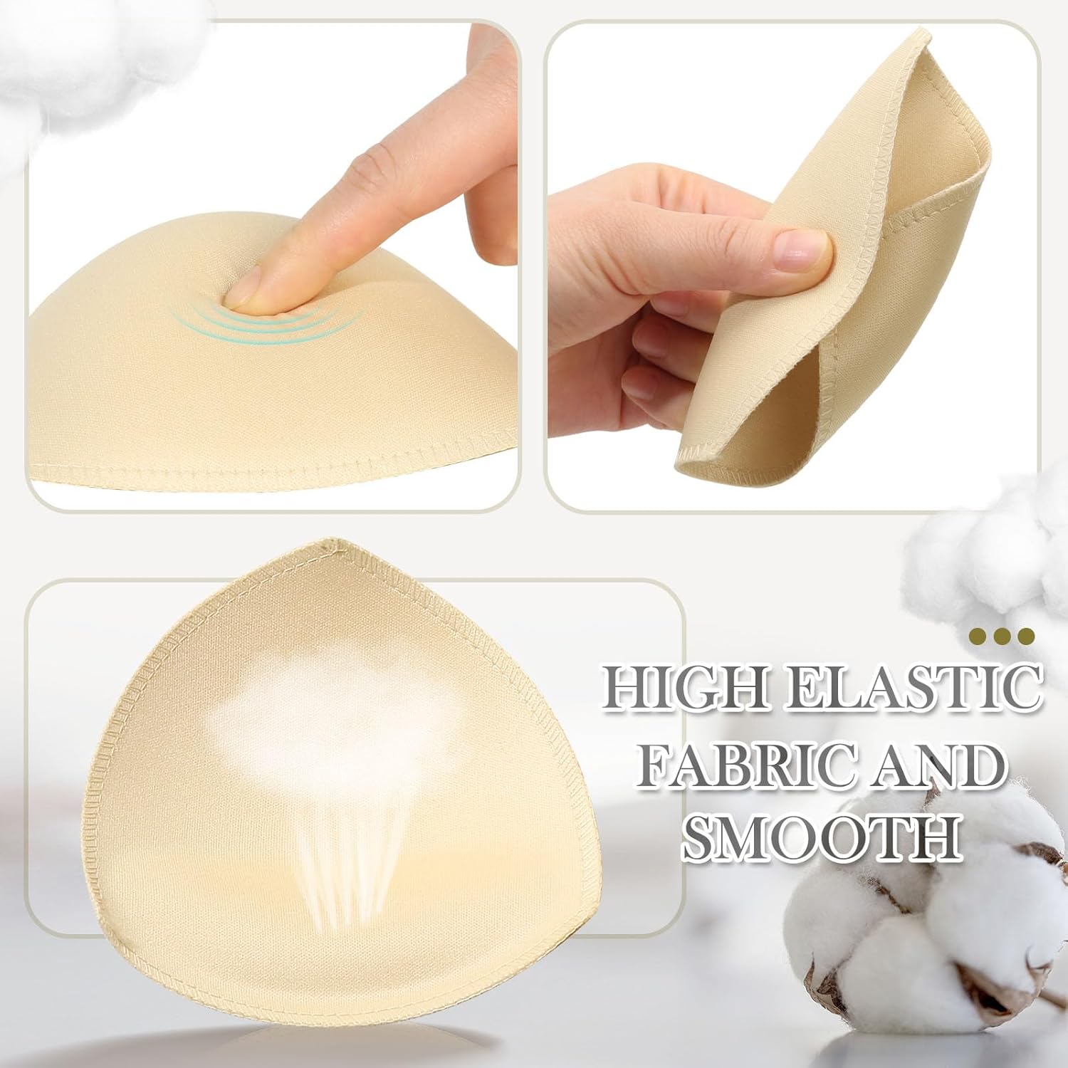 4 Pairs Bra Pads Inserts, Sewn Edges Removable Bra Inserts, Breathable & Enhancers for Sports Bras, Swimwear, Dresses - Image 3