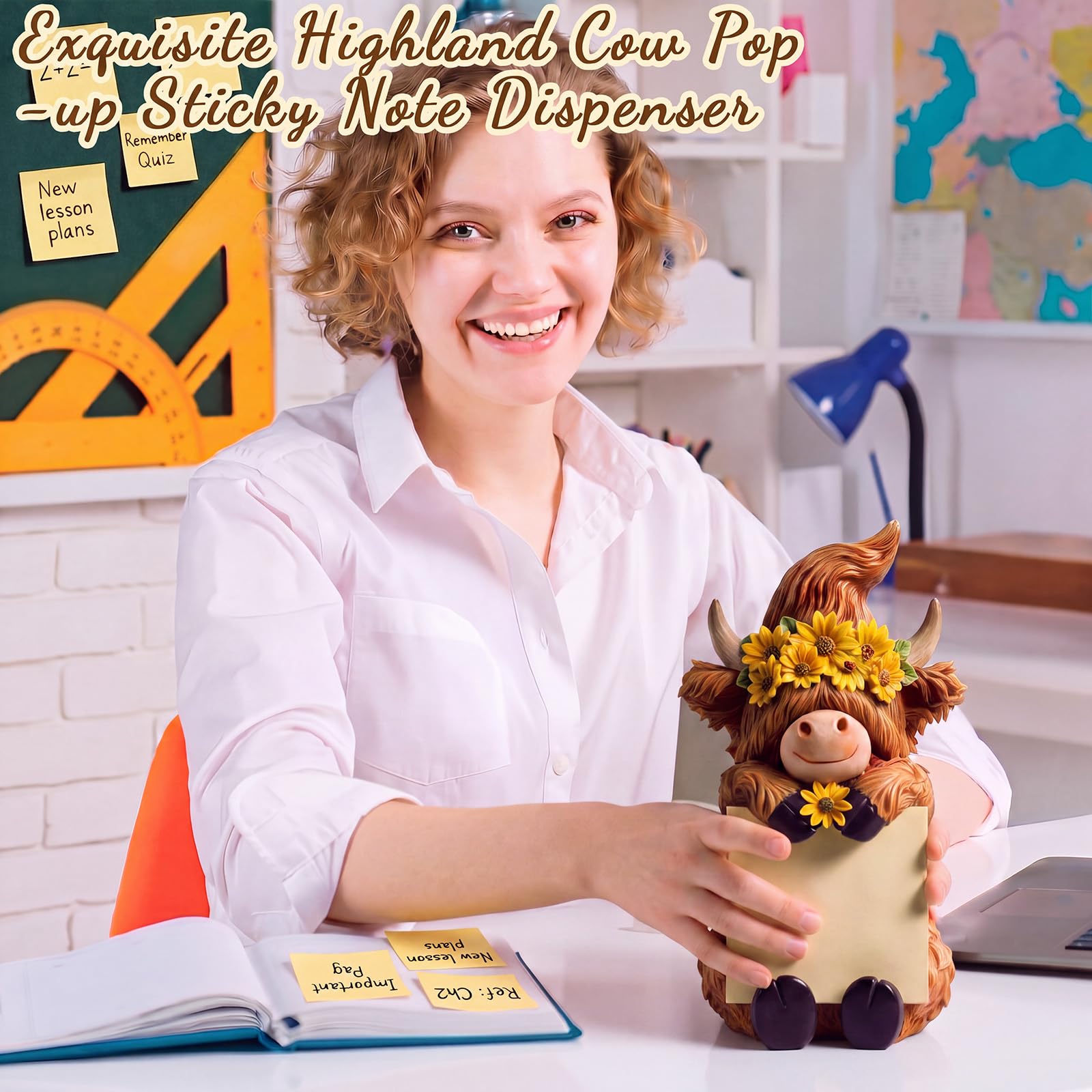 Thenshop Highland Cow - Dispensador de notas adhesivas