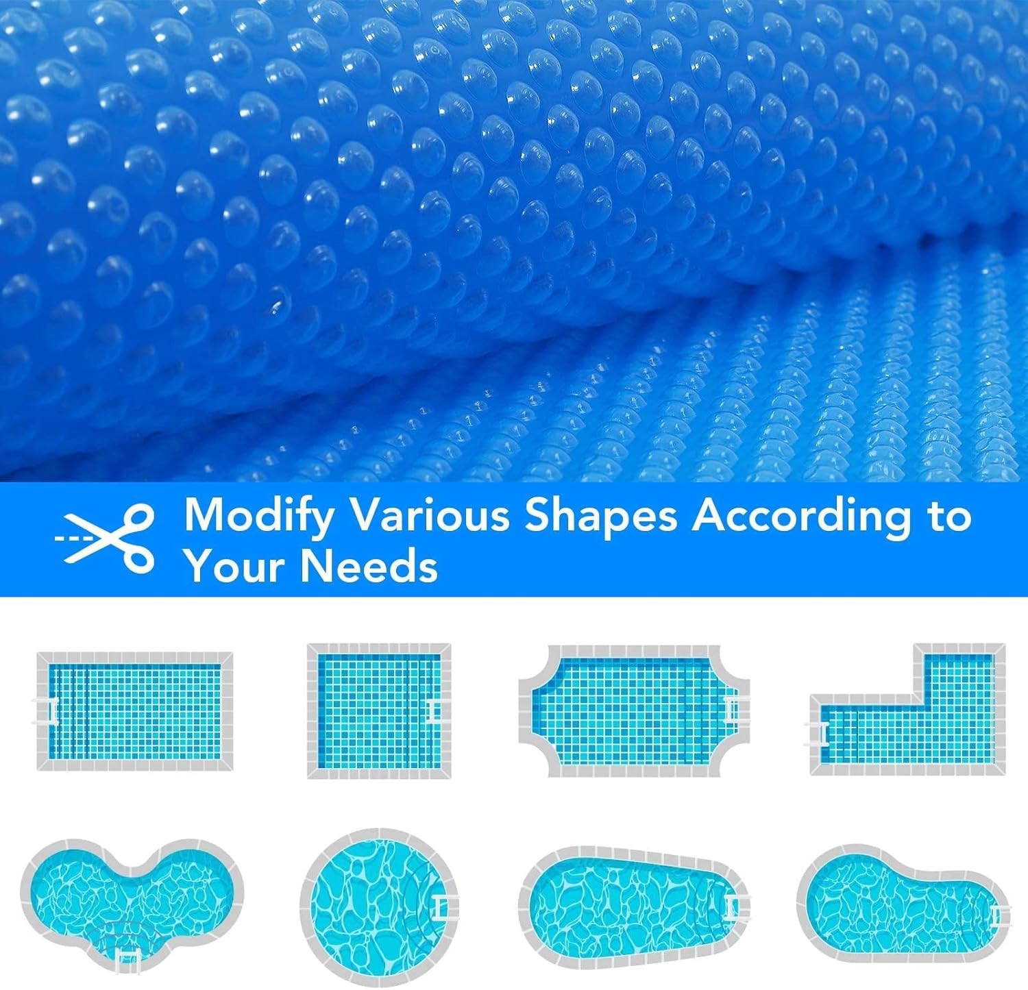 16Ft x 24Ft Rectangle Pool Cover,Solar Pool Cover,14Mil Heat Retaining Blanket for Inground Above Ground Swimming Pool Solar Blanket with Bubble, Heat Retaining Solar Covers Blue