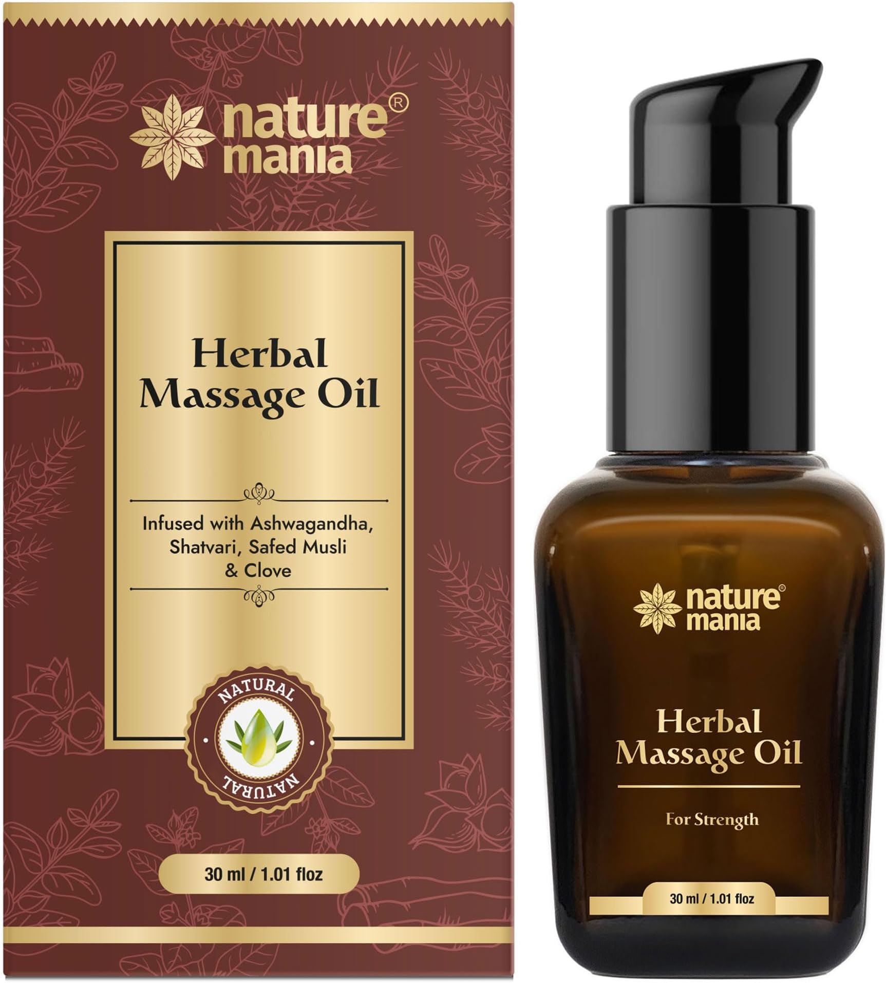 NATURE MANIA Lift-Up Oil for Men | Herbal Body Massage Oil for Men - For Strength, Muscle Relaxation & Active Lifestyle | 30ml