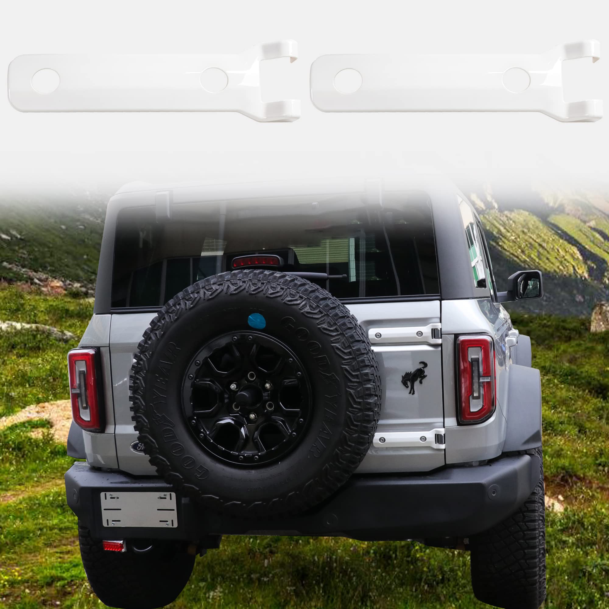 Tailgate Hinge Cover Rear Door Hinge Liftgate Trim Exterior Accessories Decoration for 2021 2022 2023 2024 2025 Ford Bronco Accessories 2 Door 4 Door, 1 Pair (White)