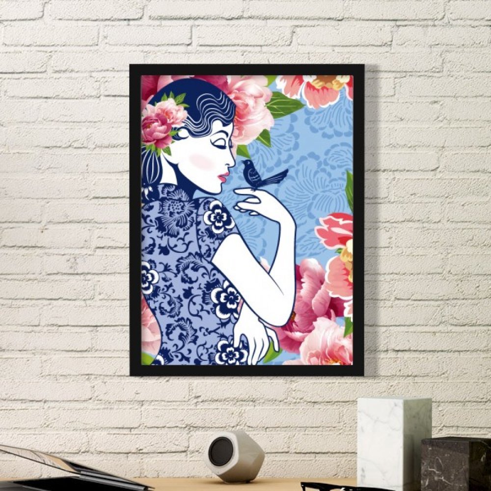 Peinture chinoise oiseau fleur pour habiller facilement un mur vide sans effort
