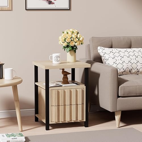 Miniatura 8 de UEV Mid Century - Moderno juego de 3 piezas para sala de estar, mueble de TV y 2 mesas auxiliares, juego de 2 mesitas de noche, mesa auxiliar de