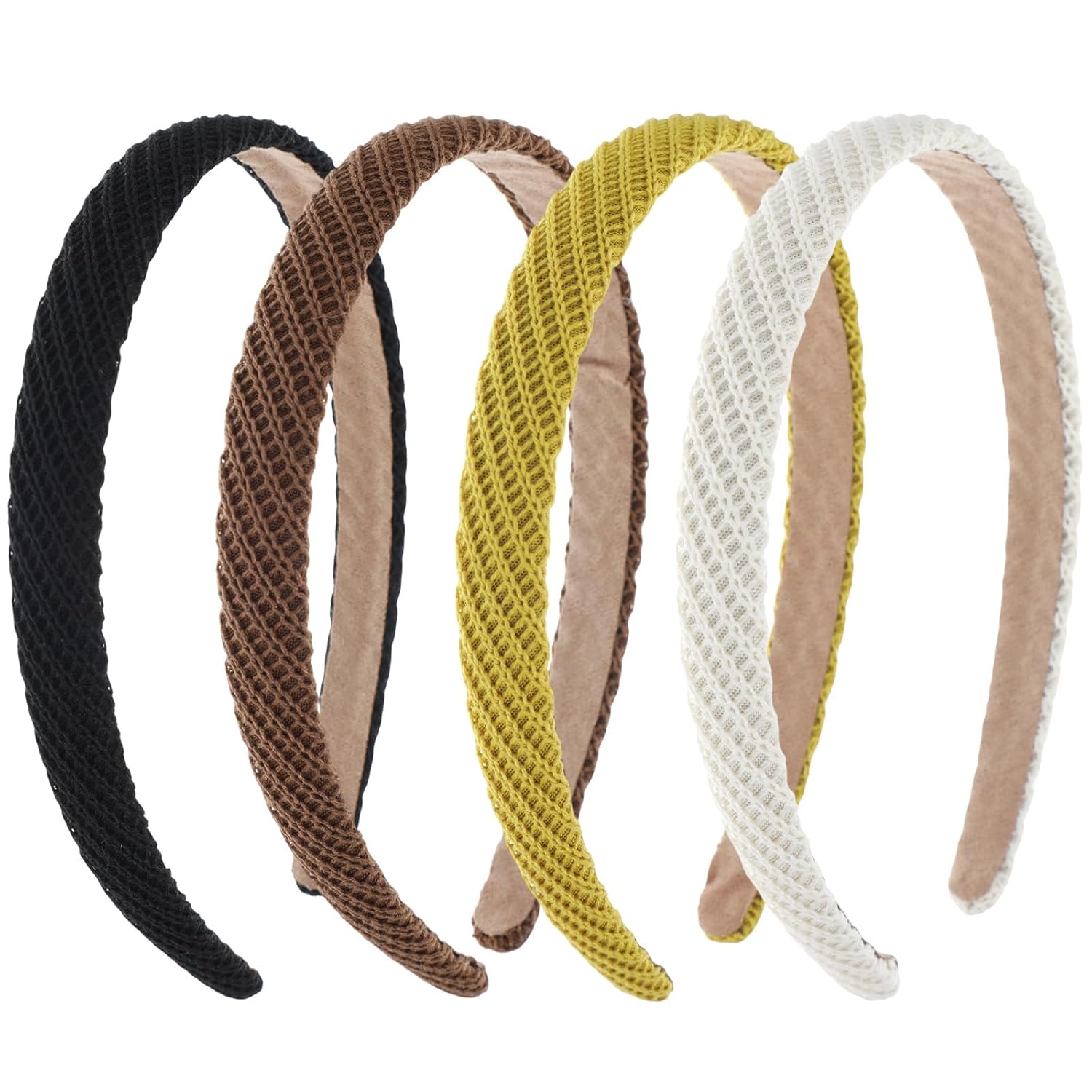 4Pcs Headbands for Women Non Slip - Thin Fabric Headbands for Women Thin light Fabric Headband Fashionable Non-Slip