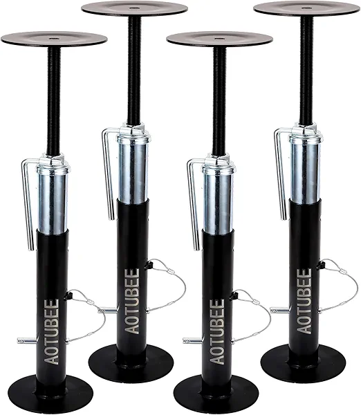 House Floor Jacks, Basement Floor Jack for Leveling and stabilizing Stairs, Porches, Decks, Crawl Spaces, Sagging/Uneven Floors and RV Camper Step Stabilizer, 4 Pack, 15.7" - 38"
