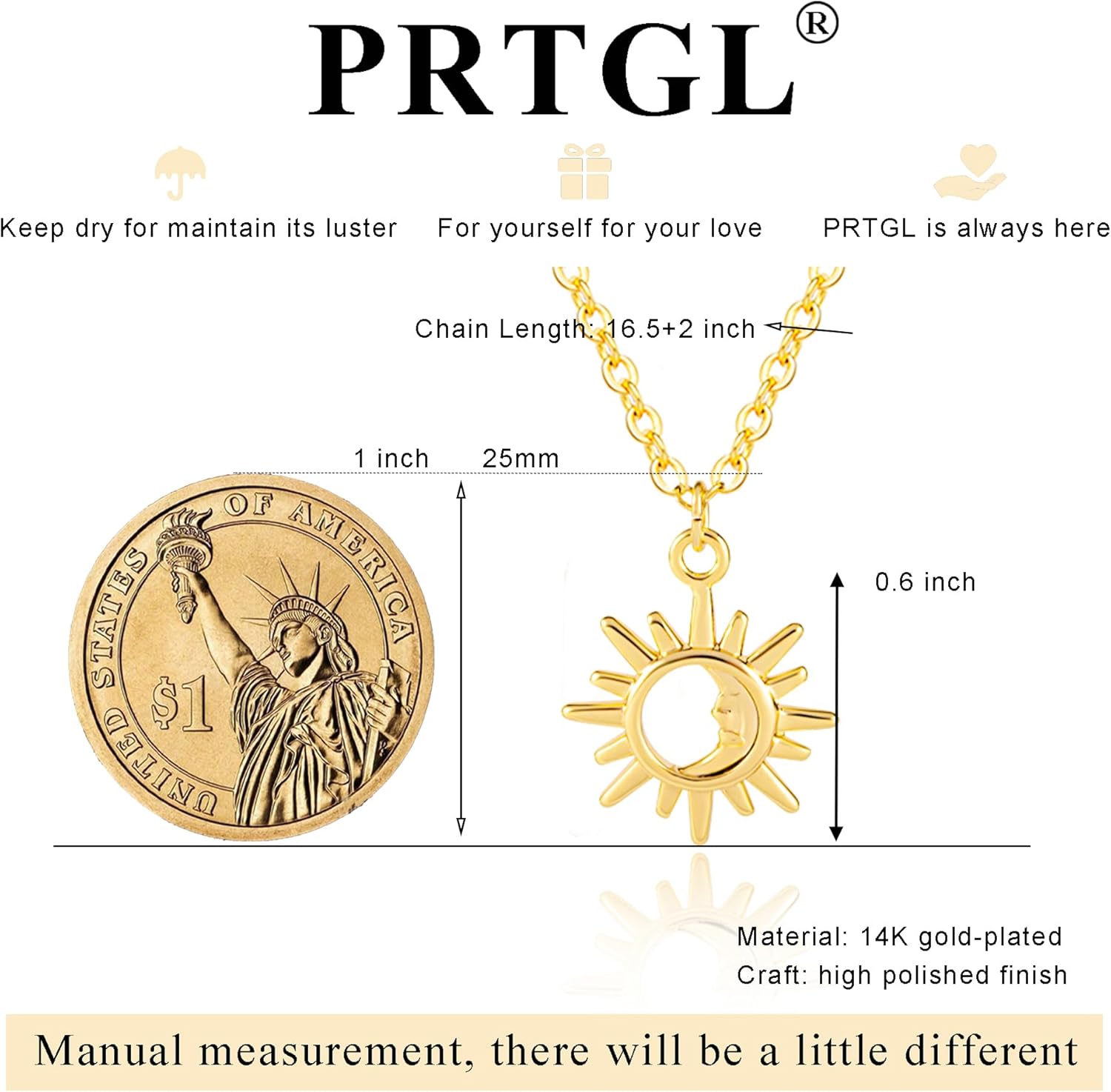 Dainty Gold Necklace: 14k Gold Plated Dianty Boots Bow Sun Moon Horse Evil Eye Conch Seahorse Necklace for Women 16.5"+2" - Image 6