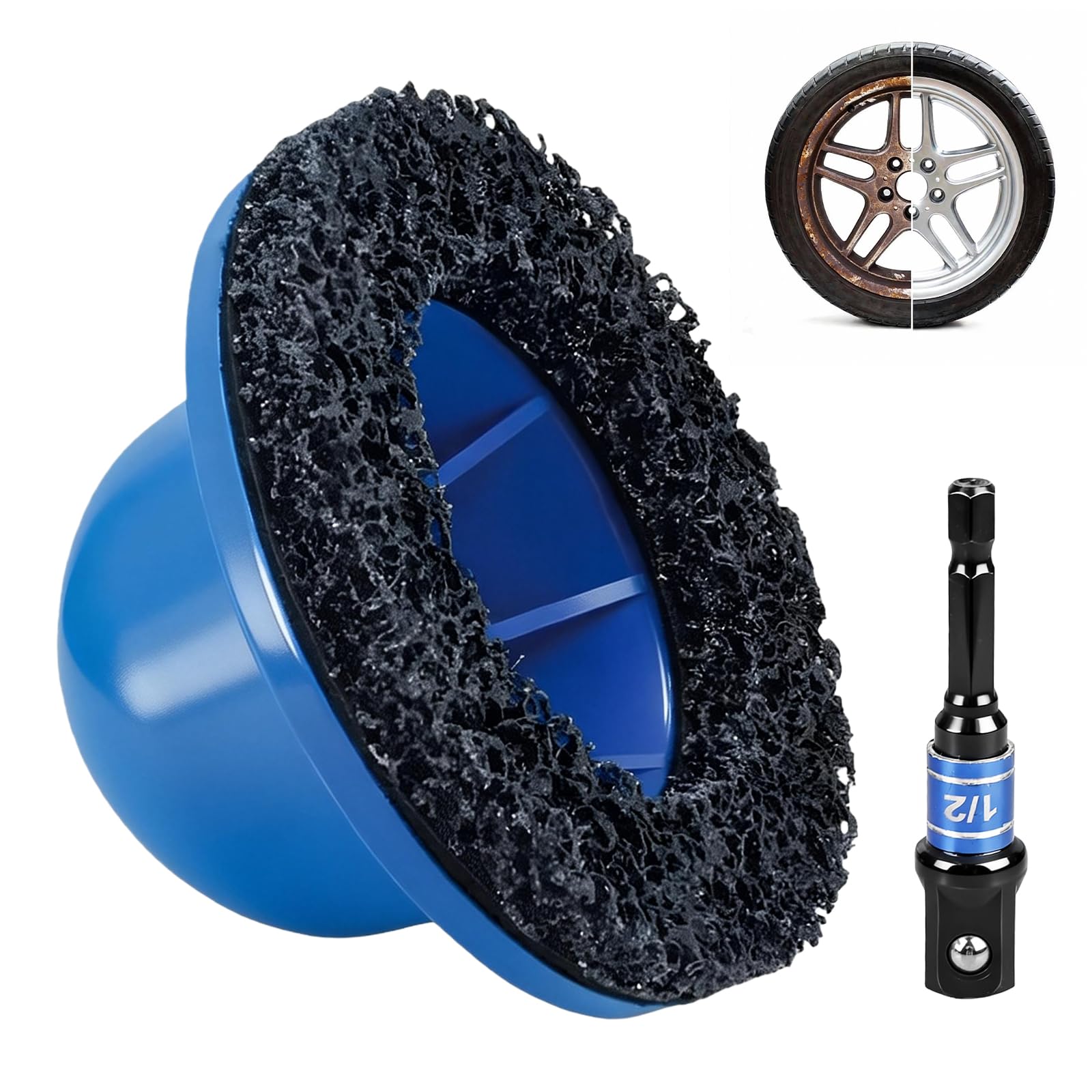 HOSPAOP Radnabenschleifer 90/150 mm mit 1/2"-Antrieb – Kugelkopfschleifer & Radnabenreiniger für Auto, SUV & Transporter – Nabenschleifer zur Rostentfernung, Felgenmontage & Wheel Hub Reinigung