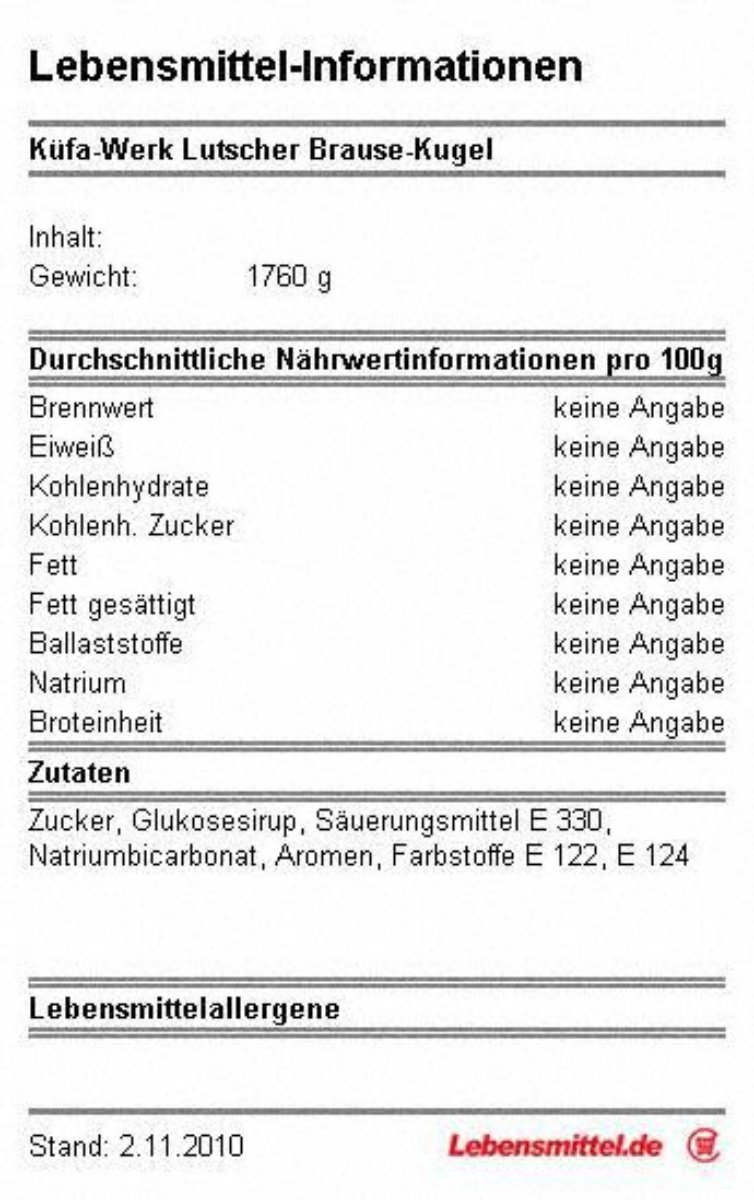 1 Box a 100 Lutscher Küfa Brause Kugel Lolly, 1600g, Kugellolly Brausekugel