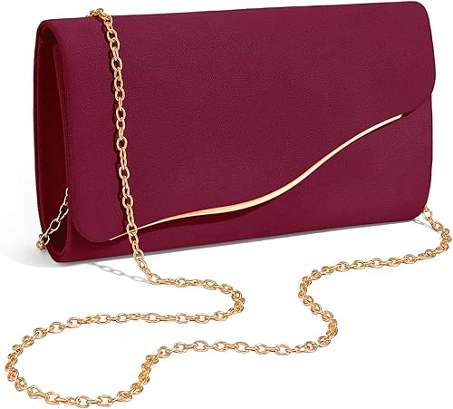 Miniatura 7 de Bolsos de mano para mujer, bolso de mano formal de noche con cadena desmontable de gamuza sintética para boda y fiesta