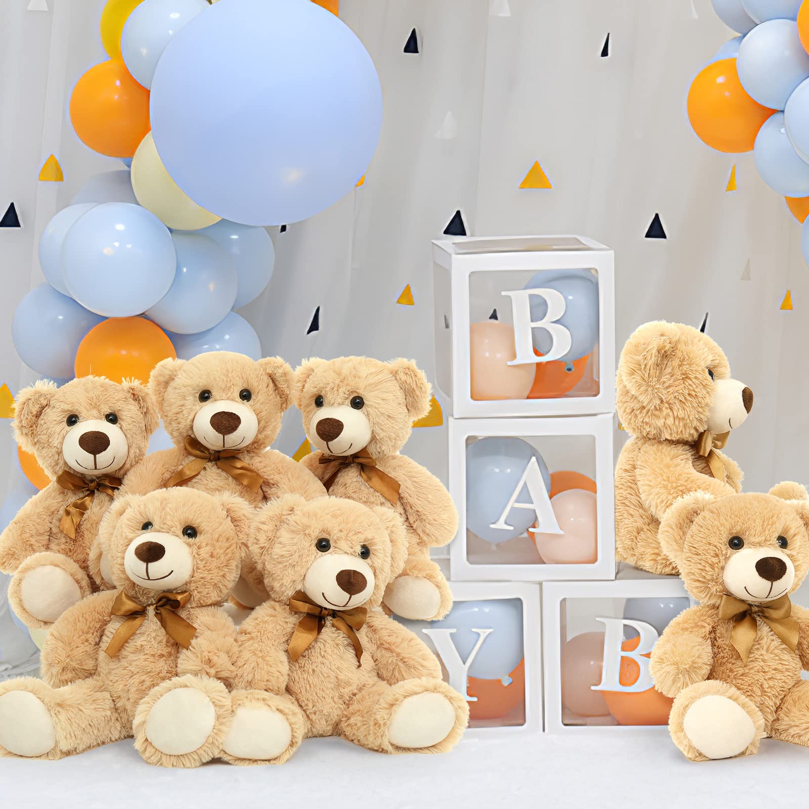 MorisMos Bulk Teddy Bear Stuffed Animals, 12 Packs Brown Teddy Bear Bulk, 14 inch Teddy Bear Baby Shower for Girls Boys Aged 3 4 5 6 7, Stuffed Animals Bulk Wholesale for Birthday Wedding Party