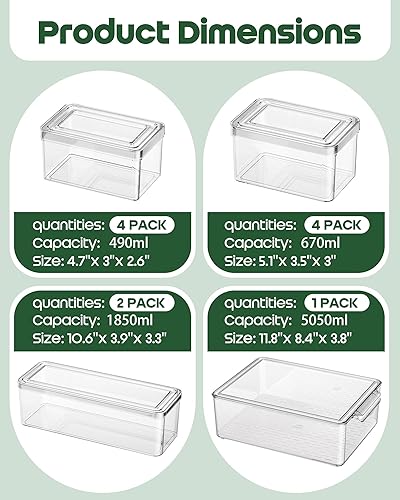 Miniatura 2 de Paquete de 11 organizadores y almacenamiento para refrigerador, apilables, contenedores organizadores de refrigerador, contenedores de plástico