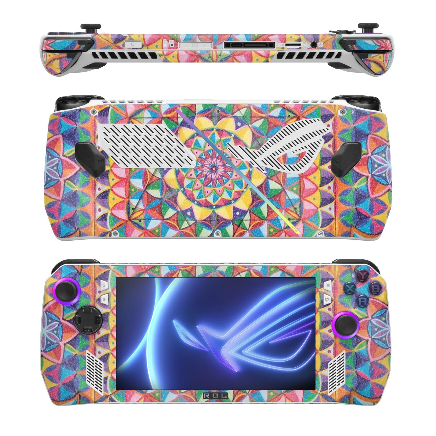 MightySkins Glossy Glitter Skin Compatible with Asus ROG Ally - Rainbow Kaleidoscope | Protective, Durable High-Gloss Glitter Finish | Easy to Apply