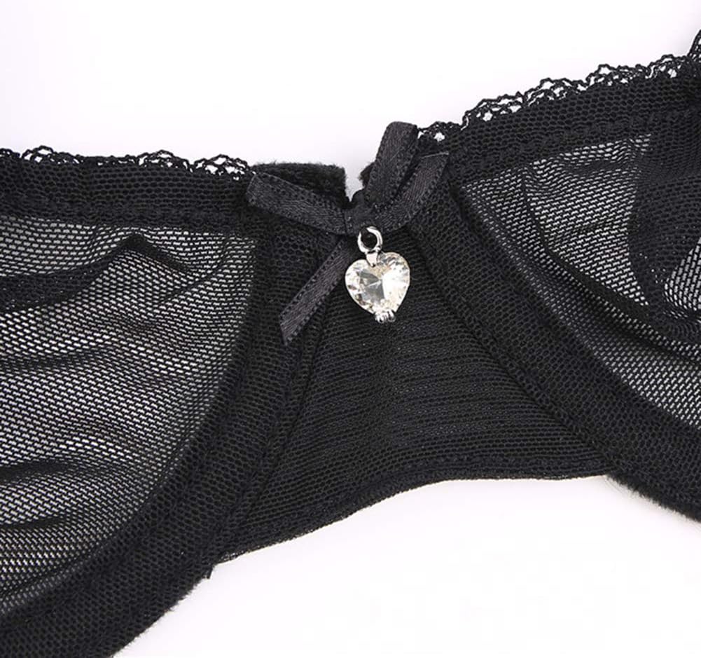Sheer Bra and Panty Sets for Women, See Through Mesh Underwire Bras Briefs Lace Lingerie Set 2 Piece - Image 5