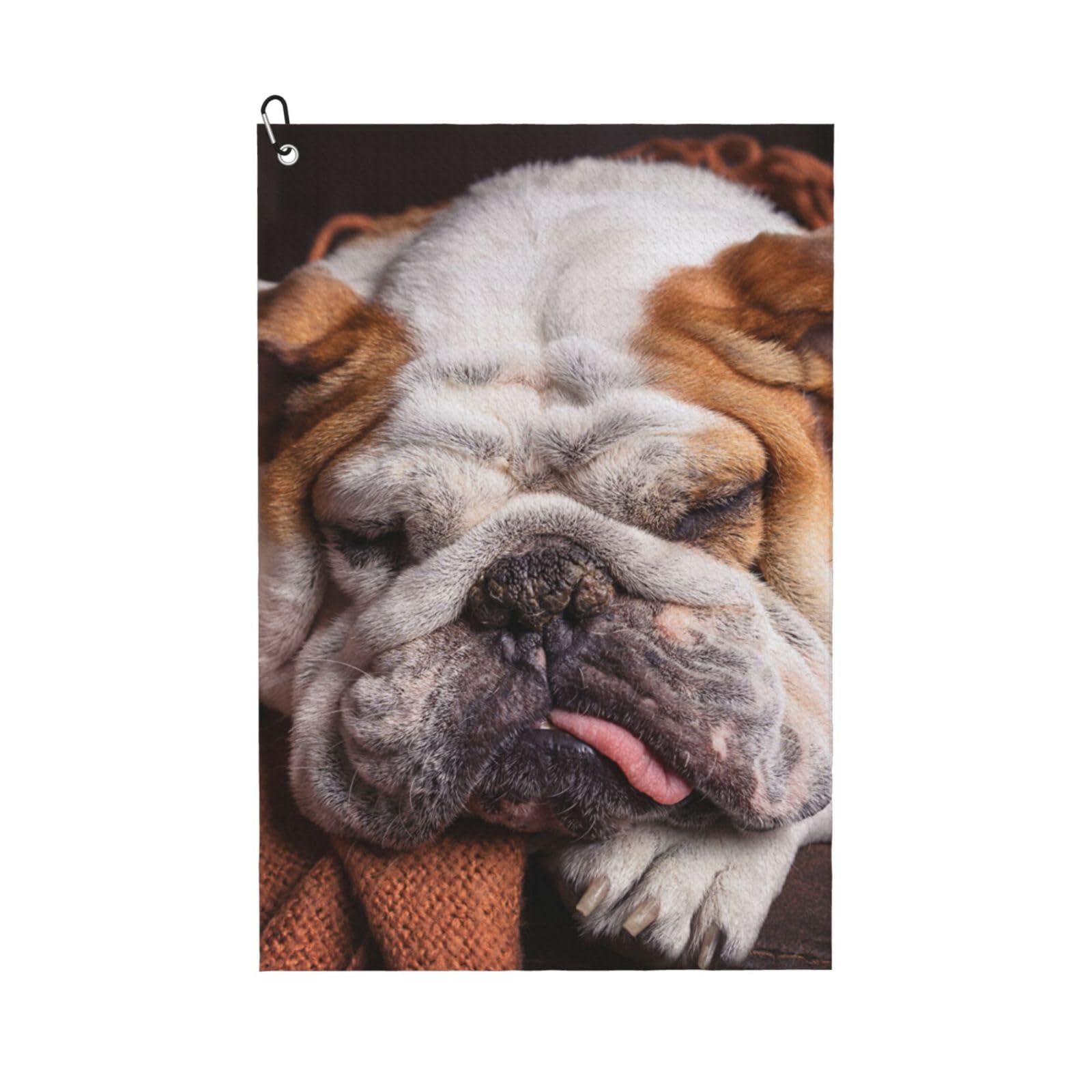 Hnnkloy English BullDogs Muzzle Pets Sleeping Dogs, 16x24 in Portable Waffle Golf Towels with Carabiner Clip for Golf Bag