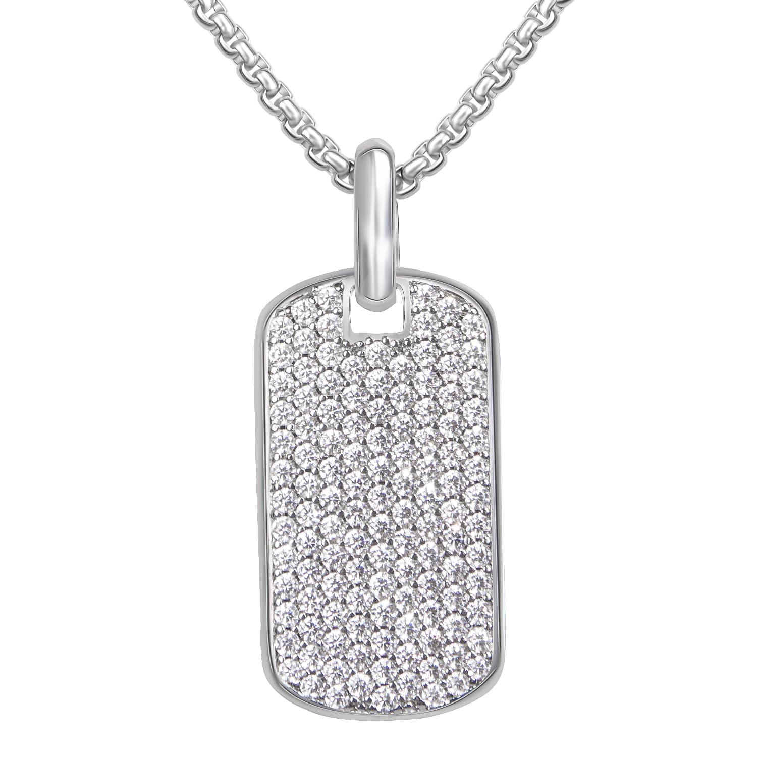 YURSHJAM Designer Iced Out Dog Tag Necklace Trendy Cubic Zirconia Pendant Necklace for Women Jewelry
