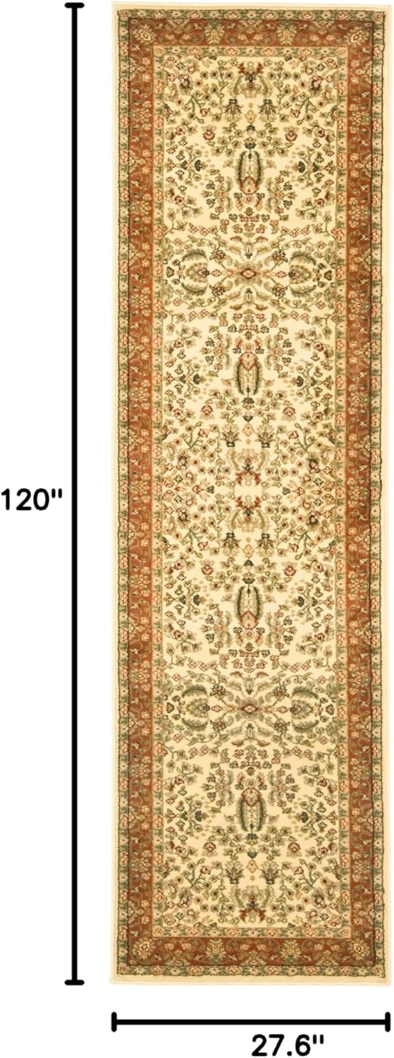 SAFAVIEH Lyndhurst Collection Runner Rug - 2'3" x 10', Ivory & Rust, Traditional Oriental Design, Non-Shedding & Easy Care, Ideal for High Traffic Areas in Living Room, Bedroom (LNH214R)