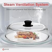 Vista 5 de 10.5-Inch Glass Microwave Splatter Cover – Borosilicate Glass Food Plate Splatter Guard with Vent Hole, BPA-Free, Easy-Grip Silicone Knob