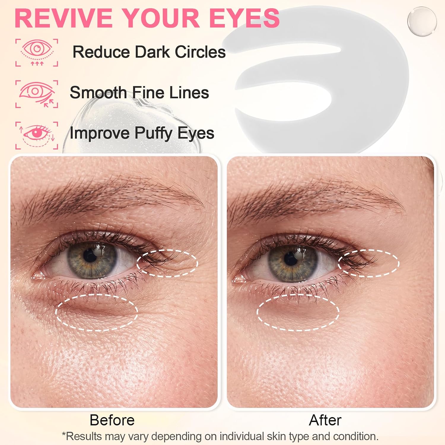 Bio-Collagen Real Deep Eye Patches, Overnight Hydrogel Eye Masks 6 Pairs