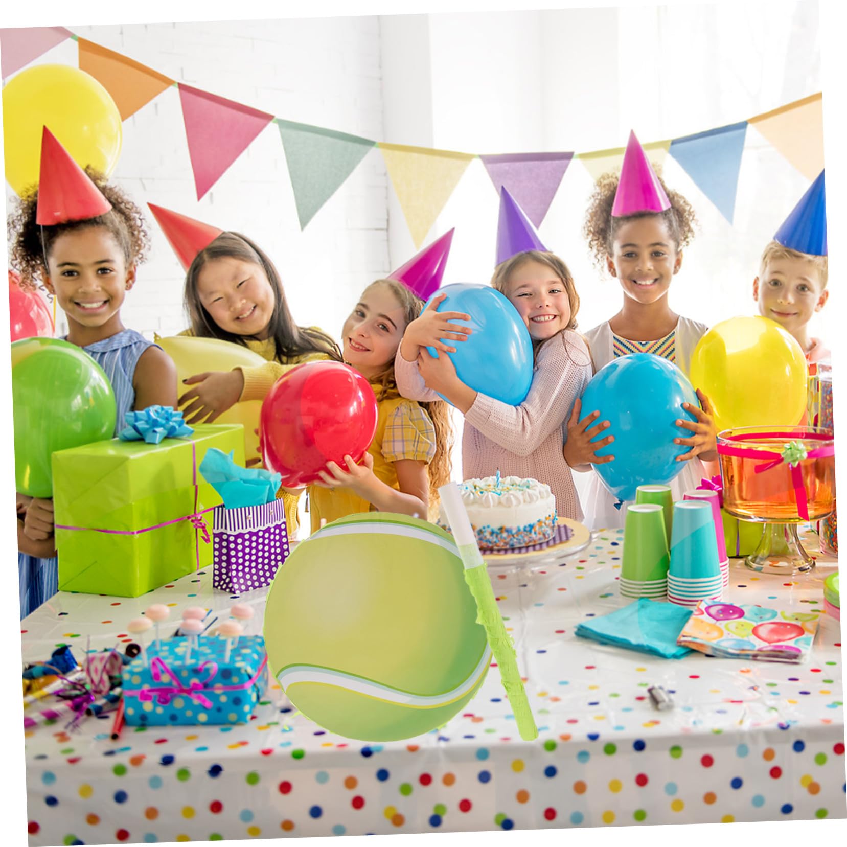 Cabilock Piñata de Tenis para Cumpleaños Infantil con Confeti de Papel, Juego de Fiesta para Niños con Temática Deportiva y Accesorios Incluidos Color Aleatorio