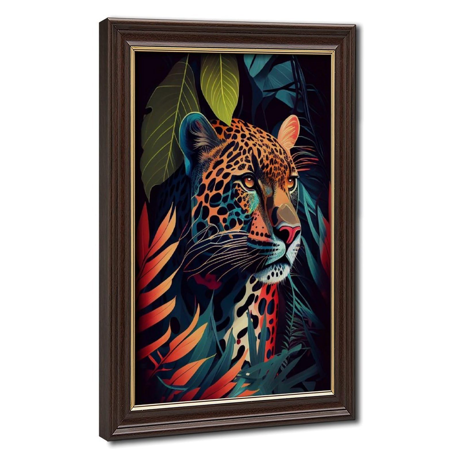 Bareronor Mokume Gane Frame-Style Boho Jaguar Canvas Poster For Office Decor Gift