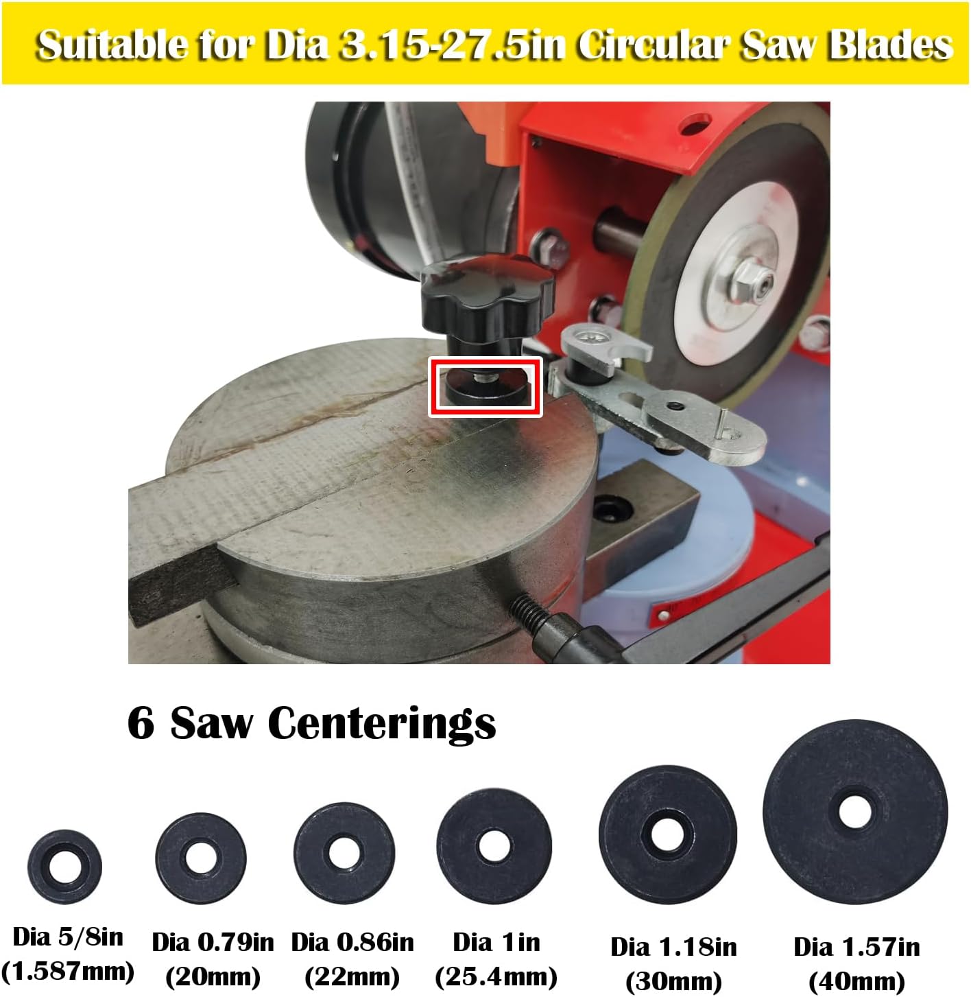 INTBUYING Water Injection Circular Saw Blade Sharpener, 110V 250W Saw Blade Grinding with Water Injection, Rotary Angle Mill Sharpener with 6 Saw Centerings for Sharpening Carbide Tipped Saw Blades
