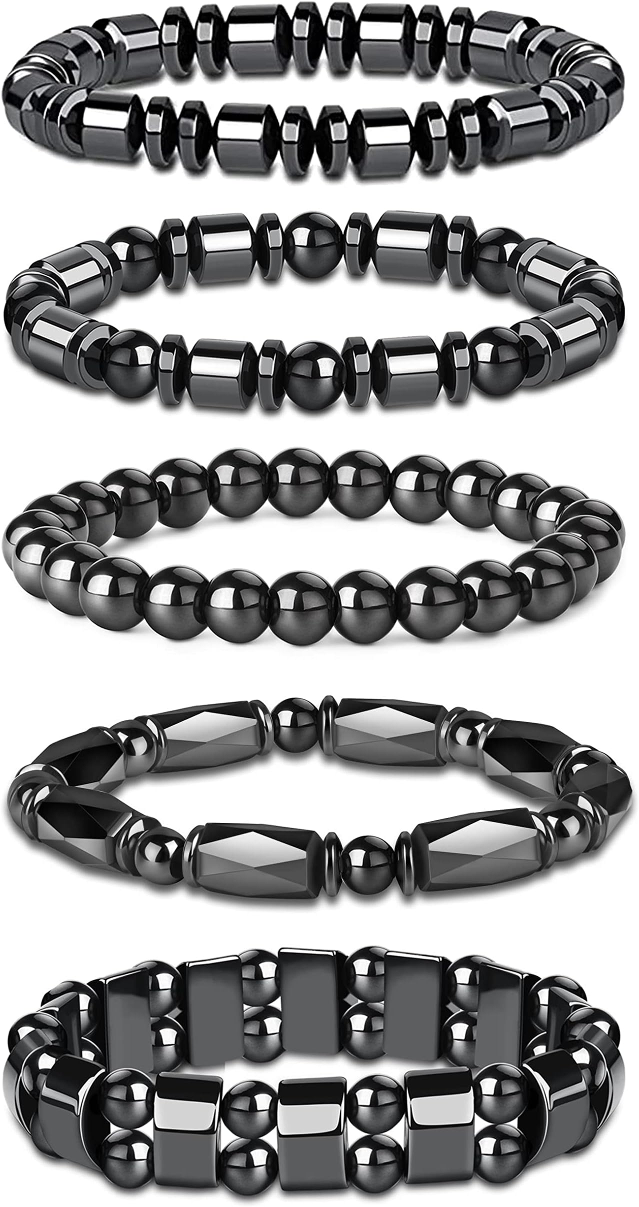 CASSIECA Hematite Magnetic Bracelet for Men Women Reiki Bracelet Tiger Eye Rainbow Beaded Stone Bracelets Set