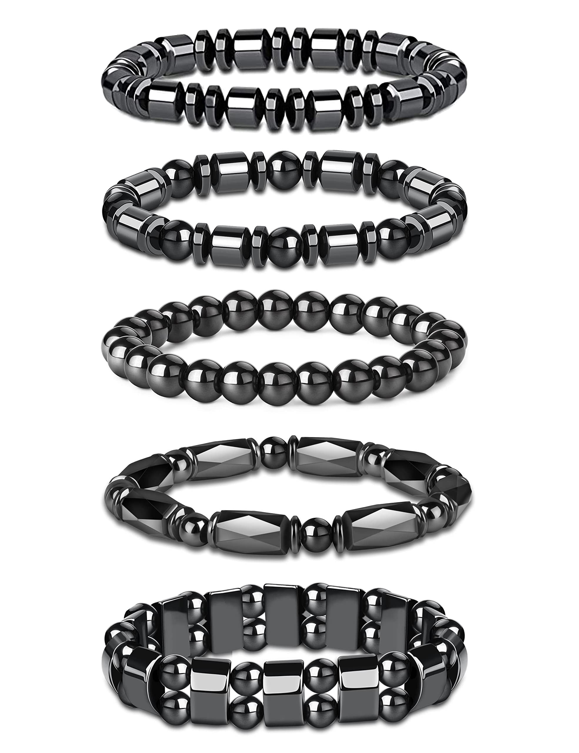 CASSIECA Hematite Magnetic Bracelet for Men Women Reiki Bracelet Tiger Eye Rainbow Beaded Stone Bracelets Set