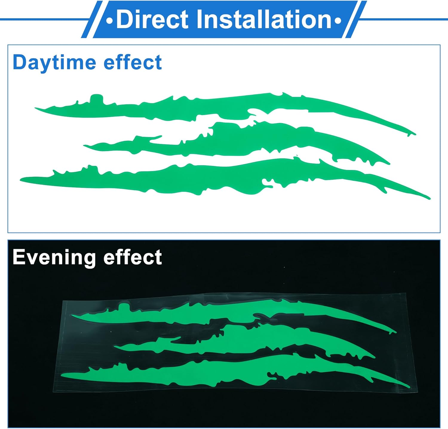 Reflective Bumper Decal Green Rectangle Ghost Grabber Pattern Reflective Car Sticker Personalized Decoration