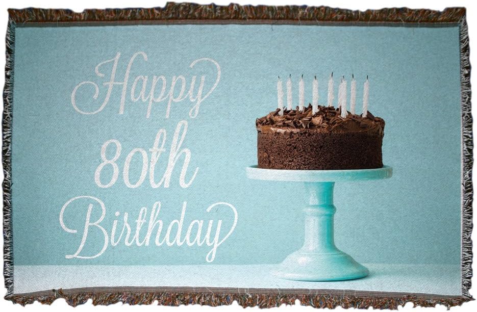 VictoryStore 80th Birthday Woven Blanket- Happy 80th Birthday