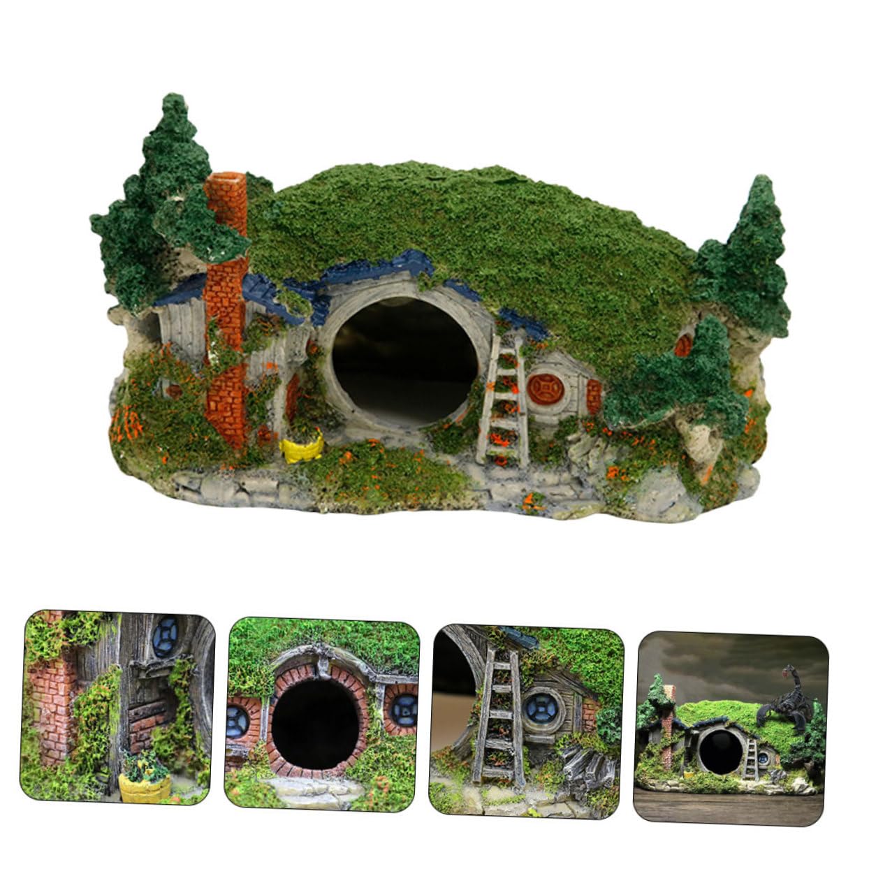Didiseaon Decoración De Acuario Casa De Adorno De Resina para Peces Escondite Natural para Peceras y Terrarios Accesorios De Paisajismo Acuático