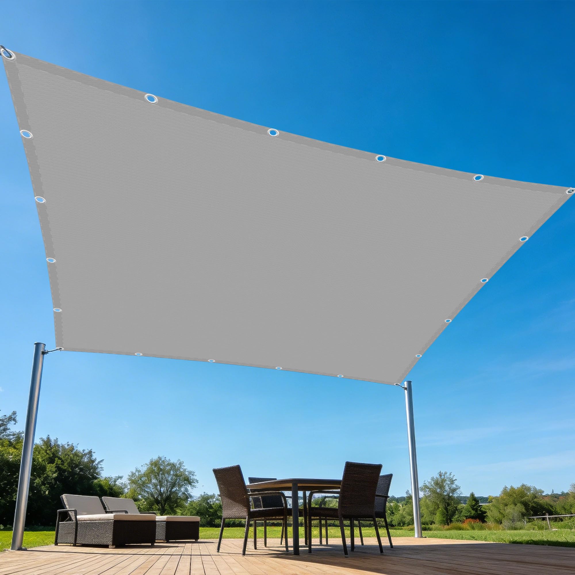 Voile d'ombrage pour balcon et patio gris clair 100x500 cm idéal pour l'été