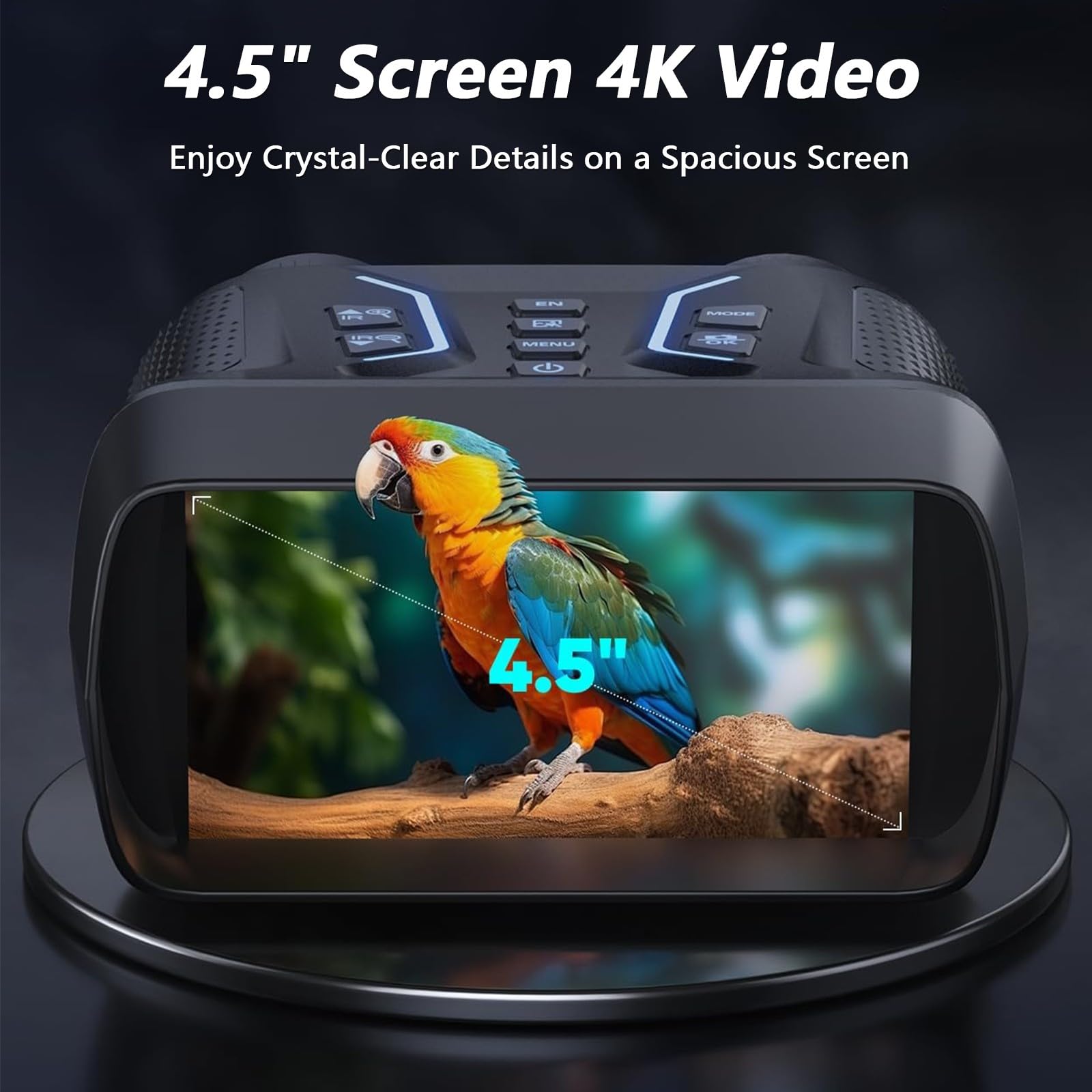 Prismáticos de visión nocturna, pantalla HD, recargable, zoom digital 8X, rango de visión de 400 m, grabación de video 4K, infrarrojos para observación de vida silvestre