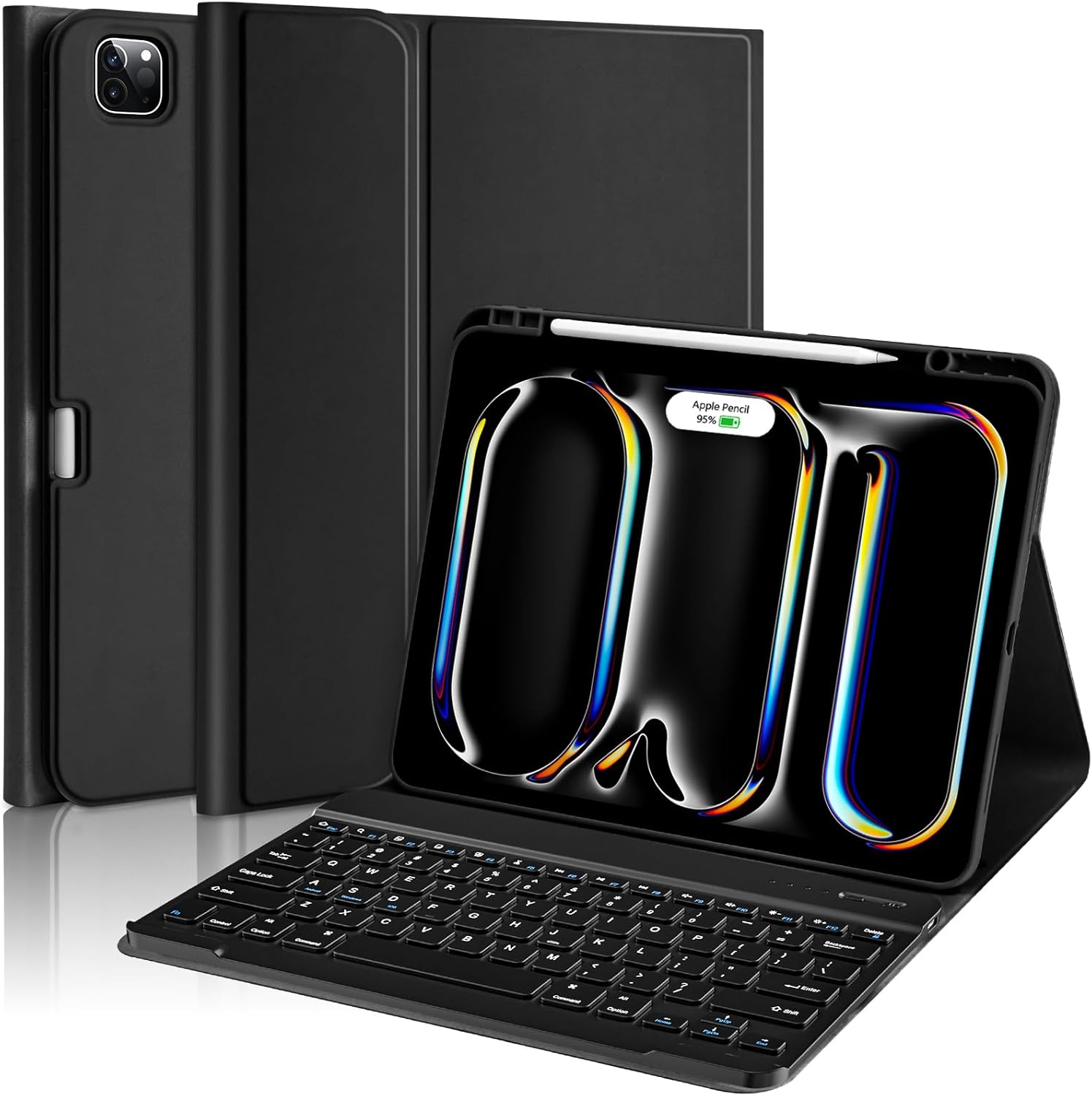aMZCaSE for iPad Pro 13 inch Case with Keyboard (M4, 2024), iPad Pro 13 Keyboard with Magnetic Detachable Folio Slim Cover,Smart Sleep/Wake,Pencil Holder,Black