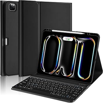 aMZCaSE for iPad Pro 13 inch Case with Keyboard M5/M4 2025/2024, for iPad Pro 13 Keyboard with Magnetic Detachable Folio Slim Cover,Smart Sleep/Wake,Pencil Holder, Black