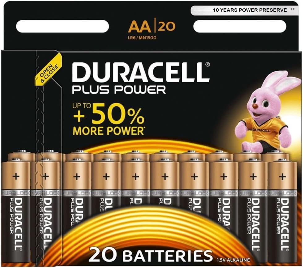 Duracell MN1500 Plus Power AA Size Batteries-Pack of 20