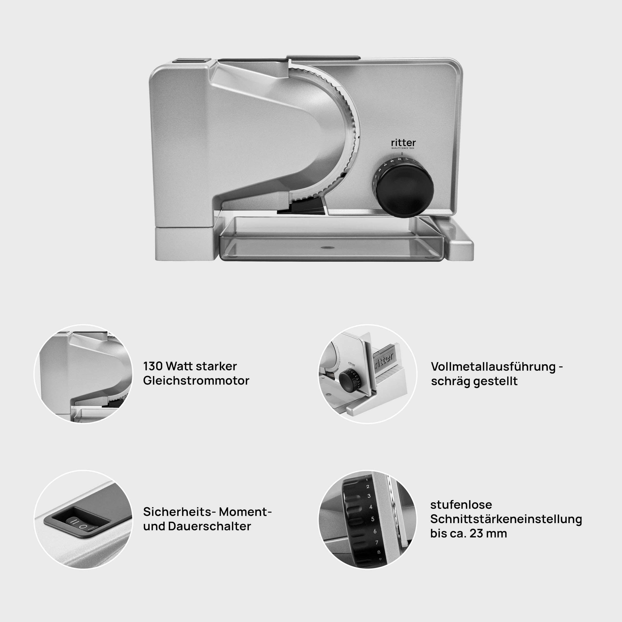 ritter serano 5 Elektrischer Allesschneider & Brotschneidemaschine aus Vollmetall, Made in Germany