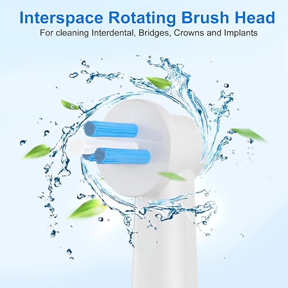 16pcs Interspace Replacement Heads Compatible with Oral B Electric Toothbrushes for Cleaning Crevices, Bridges and Implants.