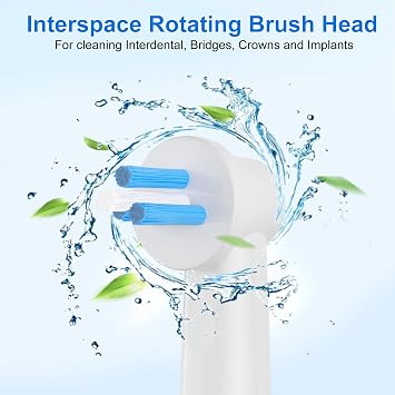 16pcs Interspace Replacement Heads Compatible with Oral B Electric Toothbrushes for Cleaning Crevices, Bridges and Implants.