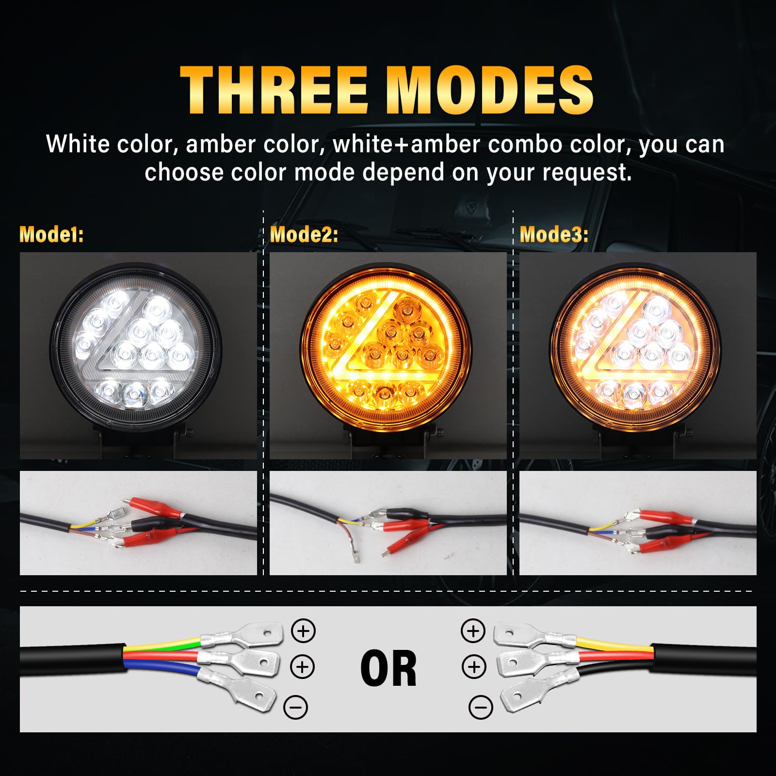 SKYWORLD 2Pcs Faro de trabajo redondos, 4 Pulgadas 10cm 36W Focos Led 12V Tractor, Blanco y ámbar Spot lámpara trabajo led para Off road Camión Coche SUV ATV 4x4 Furgoneta, faros antiniebla