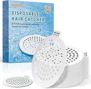 Shower Drain Hair Catcher, 38 Pack Disposable Mesh Drain Covers Strainers, Stop Hair Clog Stickers-Easy Peel Remove, Waterproof Hair Trap Collector Drain Accessories for Bathroom tub, Sink, Bathtub