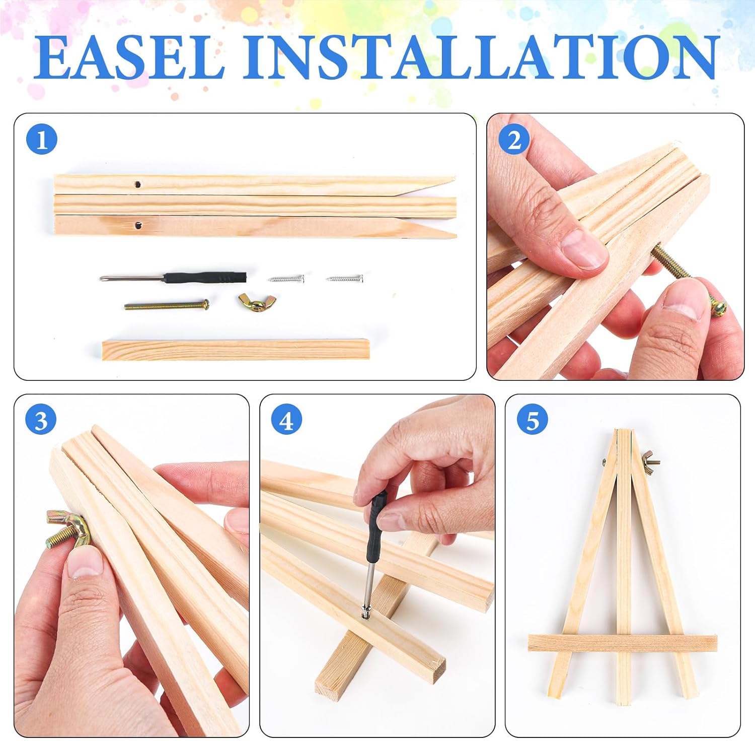 4 Pack Framed Paint by Numbers Kit for Adults with Wooden Easel, Flowers Easy Paint by Number Kits with Frame, DIY Acrylic Watercolor Adult Paint by Number Kits on Canvas for Home Decor 8x12 Inch