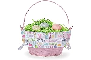 Personalized Easter Gift Basket, Woven Bunny Name Easter Egg Holder, Custom Name