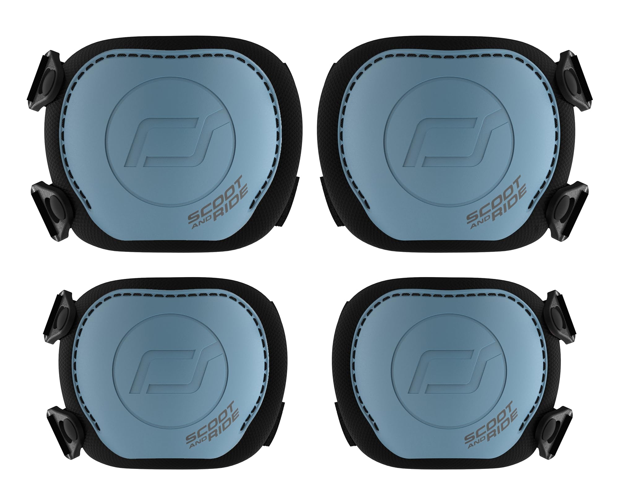 Protective Set XX - Small – Adjustable Knee & Elbow Pads, Lightweight & Durable Design, Breathable Fabric For Active Kids – Steel