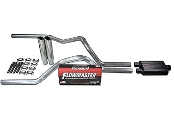 Truck Exhaust Kits - Shop Line Dual Exhaust Sytem 2.5 inch Aluminized Pipe Flowmaster 40 Series Muffler Polished Rolled Tips