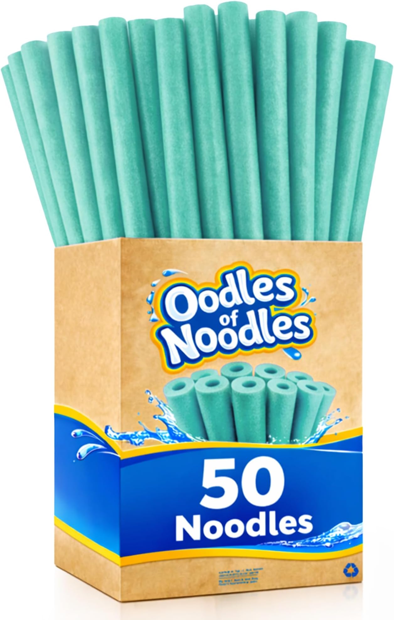 Oodles of Noodles Deluxe Rainbow Swimming Pool Noodles Foam- Pack of 50 - Approx. 48 inch x 2.5 inch Multi-Purpose Foam Tubes, Pool Floats for Water Fun, Exercise, Crafts, Padding, Insulation & More