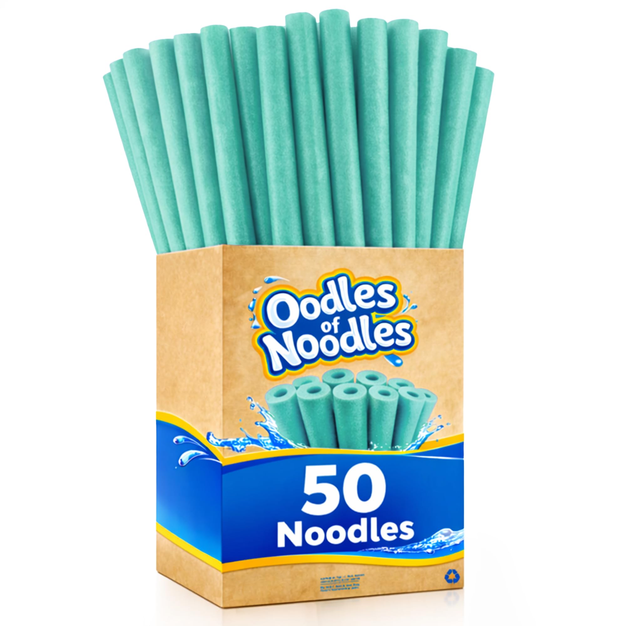 Oodles of Noodles Deluxe Rainbow Swimming Pool Noodles Foam- Pack of 50 - Approx. 48 inch x 2.5 inch Multi-Purpose Foam Tubes, Pool Floats for Water Fun, Exercise, Crafts, Padding, Insulation &amp; More