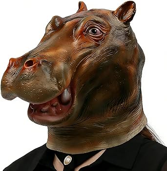 Gmasking Novelties Deluxe Latex Hippo Head Mask Adult Halloween Christmas Party Costume