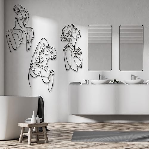Miniatura 1 de Gamino Arte de pared de metal para mujer, decoración de pared de baño, arte de línea de metal, decoración de pared de dormitorio, arte moderno para