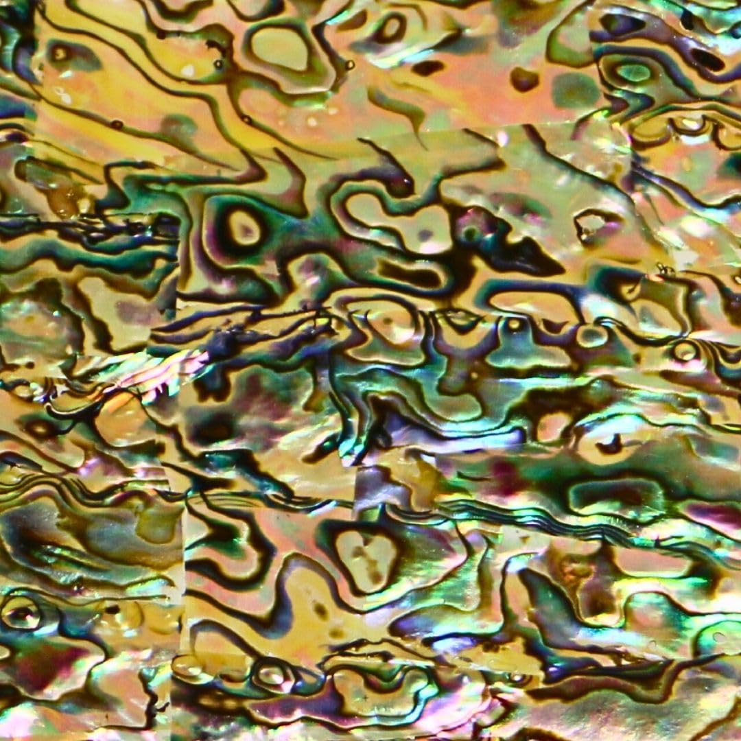 Abalone Shell Inlay Veneer for DIY or Professional Inlay Embellishments - Sustainable New Zealand Paua Natural Light- With 3M Double Sided Tape Backing - 9.45"X2.75"